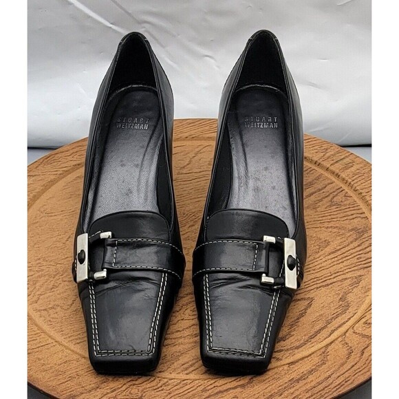 Stuart Weitzman Black Leather Oxford Heels Women’s Size 7.5 Made in Spain EUC - Picture 8 of 15
